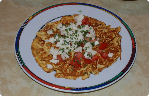 Omelette mit Tomaten und Mozzarella